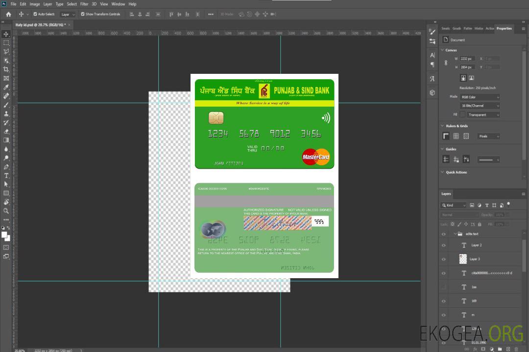 Carte mastercard Inde Punjab et Sind Bank template Carte mastercard Inde Punjab et Sind Bank template